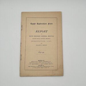 1891-92 Egypt Exploration Fund EEF Report & Balance Sheet London Antique Paper